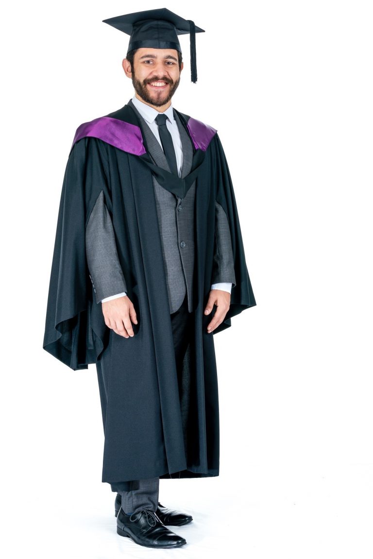 BACHELOR GRADUATION FULL SET Dark Purple Bachelor Hood Bachelor gown ...